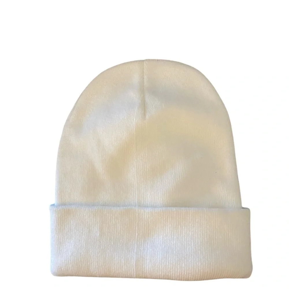 UCLA White Cuffed Ribbed Knit beanie UCLA script logo Light blue embroidered